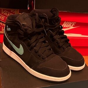 Nike Jordan 1 Black w/ Teal Swoosh